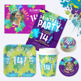 Cool Colourful Paintball Outdoor Shoot Team  Invitation