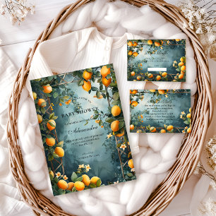 Lemon Orchard Floral Baby Shower Invitation