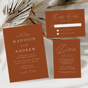 Modern Elegant Terracotta We Do Wedding Invitation