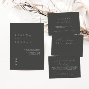 Elegant Minimal Black Foil Wedding Foil Invitation
