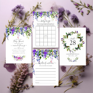 Watercolor Violet Floral Baby Shower Invitation
