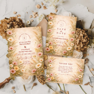 Warm Autumn Floral Wedding Save The Date