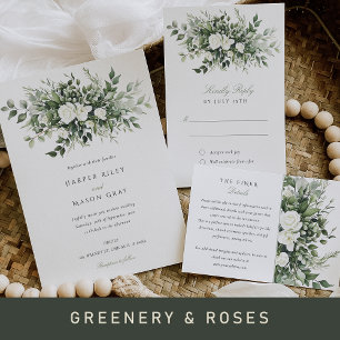 Elegant Floral Greenery Wedding Invitation