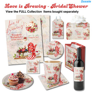 Love Brewing Retro Vintage Bridal Shower Tea Party Invitation
