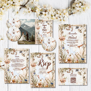 Rustic Watercolor Woodland Wedding Invitation