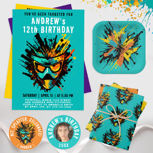 Cool Colourful Paintball Mask Blast Splatter Wrapping Paper Sheet
