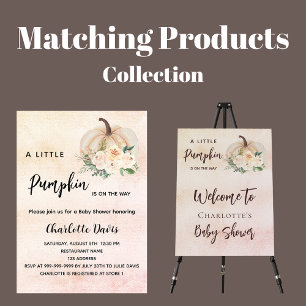 Baby Shower pumpkin flowers cream blush Invitation