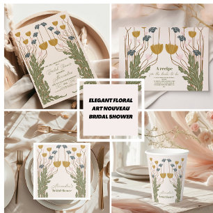 Elegant Floral Art Nouveau Bridal Shower Return Address Label
