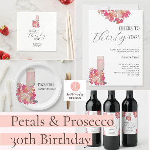 Petals & Prosecco Floral Pink Chic Birthday Bridal Wrapping Paper