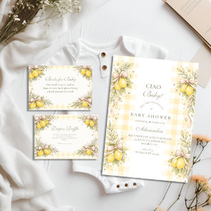 Italian Lemon Gingham Baby Shower Napkin