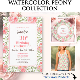 Watercolor Peony Pattern Wrapping Paper
