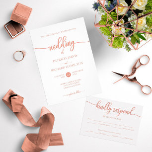 Rose Gold Elegant Calligraphy Elopement Wedding Invitation