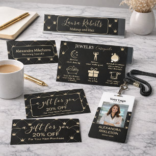 Premium Crown Pattern Elegant Black Gold Business Card