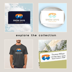 Skier Snow Goggles Skiing Mountain Return Address Label