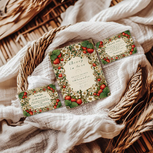 Strawberry Cottagecore Botanical Bridal Shower Invitation