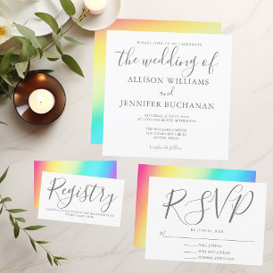 Rainbow Fade Simple Chic Wedding Registry Enclosure Card