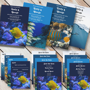 Navy Underwater Sea Fish Nautical Coastal wedding Invitation
