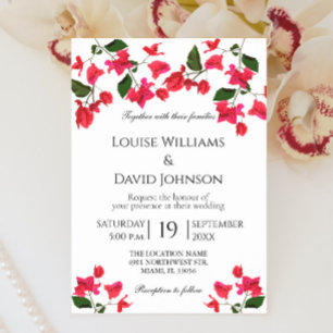Elegant  Wedding Invitation with Bougainvillea