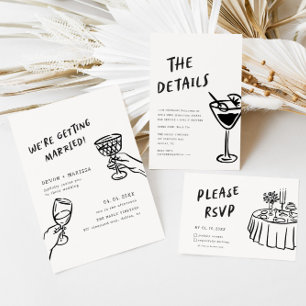 Funky + Fun Getting Married Illustrated Wedding Invitation