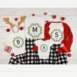 Monogram initial - matching family Christmas  Baby Bodysuit