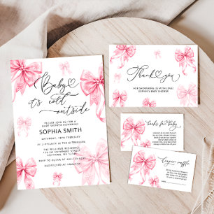 Cold Outside Winter Bow Diaper Raffle Enclosure Card