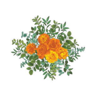 Orange Peony & Rose Floral Extra Information Card