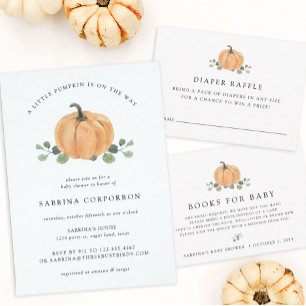 A Little Pumpkin Is on the Way Virtual watercolor Invitation