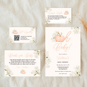 Gender neutral fall little pumpkin baby shower invitation