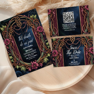 Art Nouveau Floral Gothic Halloween Wedding Save The Date