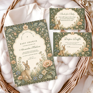 Vintage Celestial Botanical Rabbit Baby Shower Napkin
