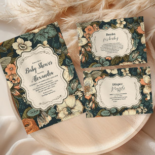 Vintage Watercolor Flowers Baby Shower Invitation