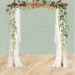 Beach Sand White Canopy Tropical Unique Wedding Invitation