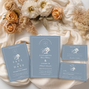 Elegant Hand Drawn Palm Tree Wedding Save The Date