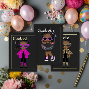 Pink and Gold African American Birthday