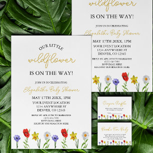 Little Wildflower Baby Shower Books For Baby Enclosure Card
