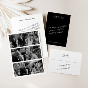 Simple Minimal Black and White Wedding  RSVP Card