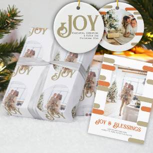 Modern Block Photo Christmas Personalised Holiday Card