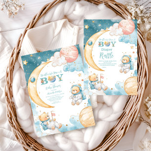 Teddy Bear Houston We Have A Boy Outer Space  Invitation