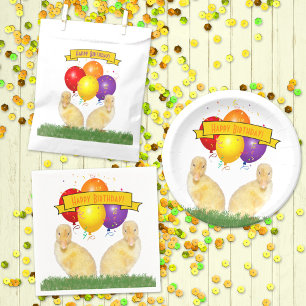 Ducklings Colourful Balloons Children's Birthday Invitation