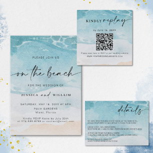 Watercolor Beach On The Beach Wedding  Invitation