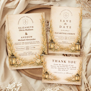 Vintage Wildflower Lantern Garden Wedding Save The Date