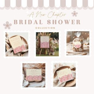 A new chapter begins coquette bow bridal shower classic round sticker