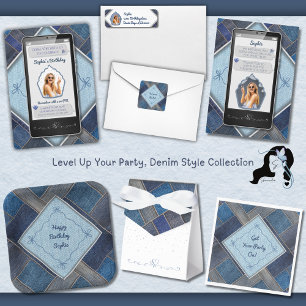 Fashionable Denim Birthday Photo Address Labels
