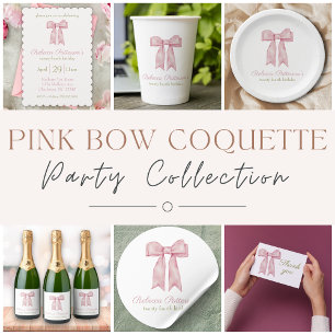 Coquette Pink Watercolor Bow Feminine Bday Party Classic Round Sticker