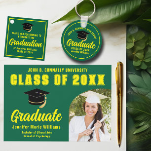 Green Yellow Graduate Modern Custom Graduation Key Ring