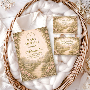 Romantic Garden Estate Path Baby Shower Invitation