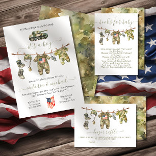 Army Military Baby Shower Clothesline Square Sticker