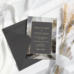 Modern Gold Anthracite Artistic Watercolor Wedding