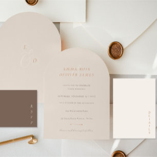 Elegant Minimalist Taupe Ivory Script Wedding RSVP Card