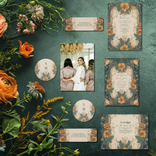 Elegant Art Nouveau Floral Bridal Shower  Paper Plate